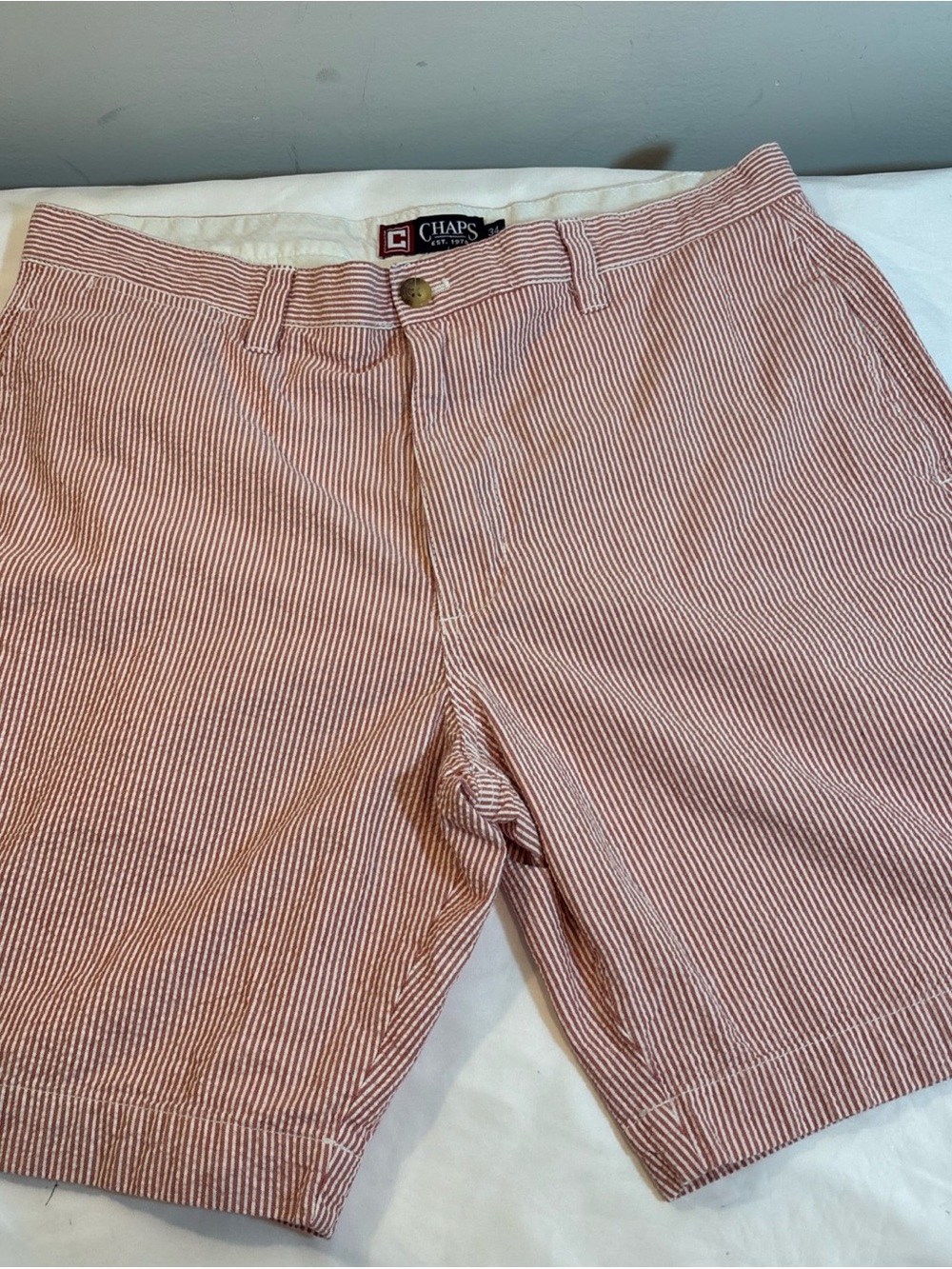 Chaps Red-White Seersucker Shorts. 631